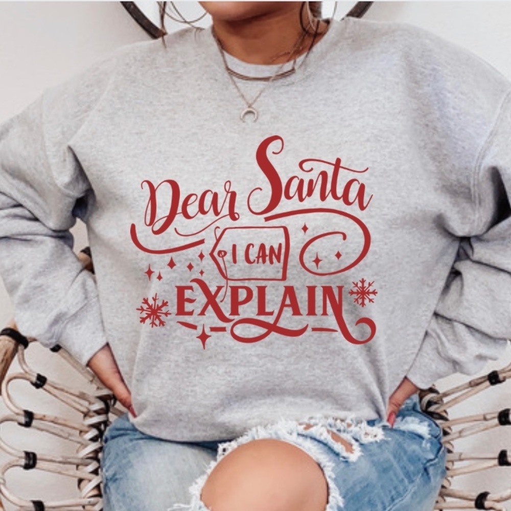 Dear Santa I can explain Funny Christmas Crewneck Sweatshirt S-5X